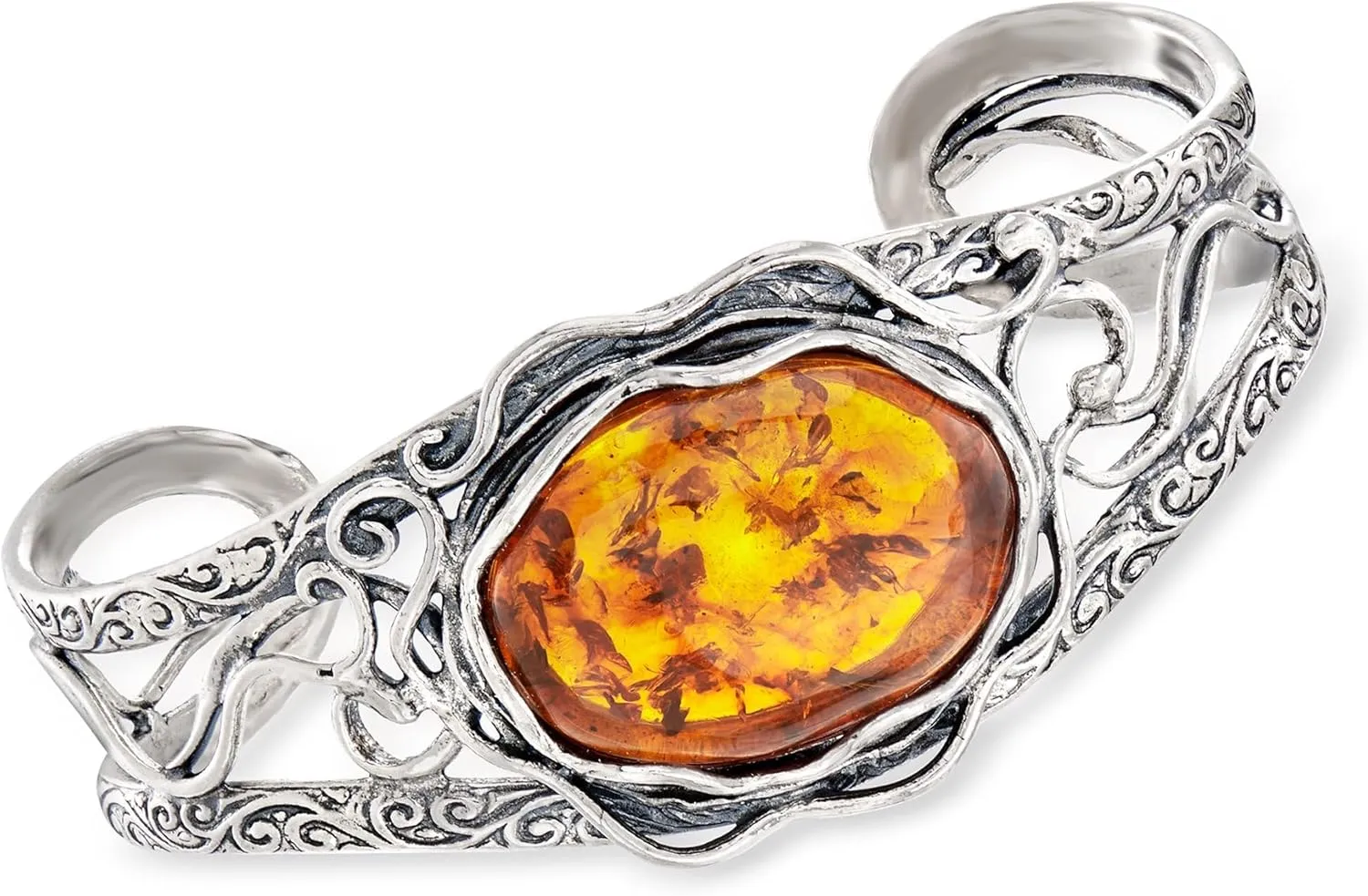 Ross-Simons Amber Openwork Cuff Bracelet in Sterling Silver