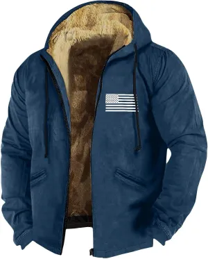 RTRDE Mens Winter Work Coat Zip Up Hoodie Casual Sherpa Lined Jackets Fleece Warm Work Coats Outwear Casual Jacket