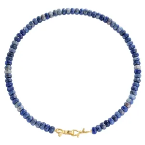 Sapphire Gemstone Beaded Choker Necklace for Women 14K Gold Bow Birthstone Beads Chokers