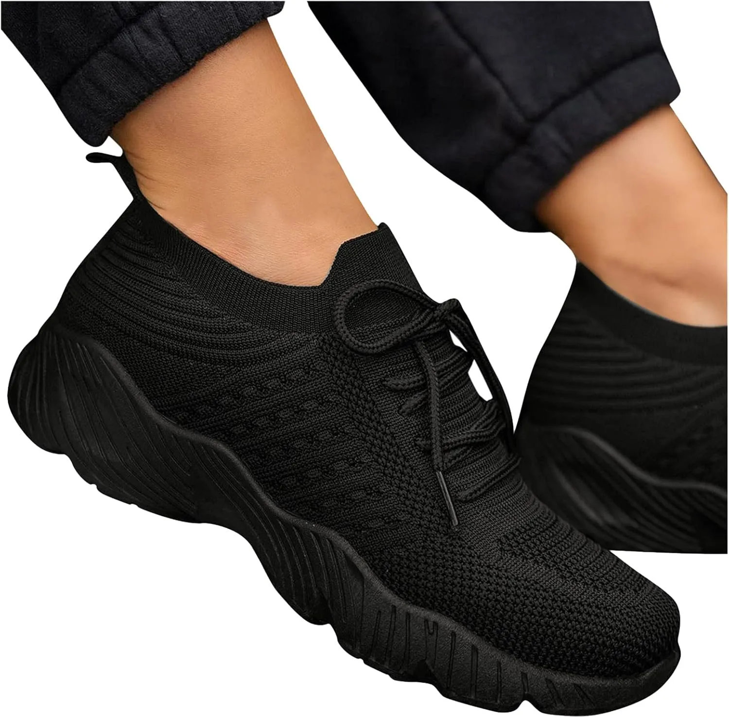 SBGMoSJ Trendy High Top Sneakers for Women 2023 Winter Walking Shoes for Women Non Slip Black Sneakers for Women Dressy Platform Sneakers for Women Cute Black Shoes for Women