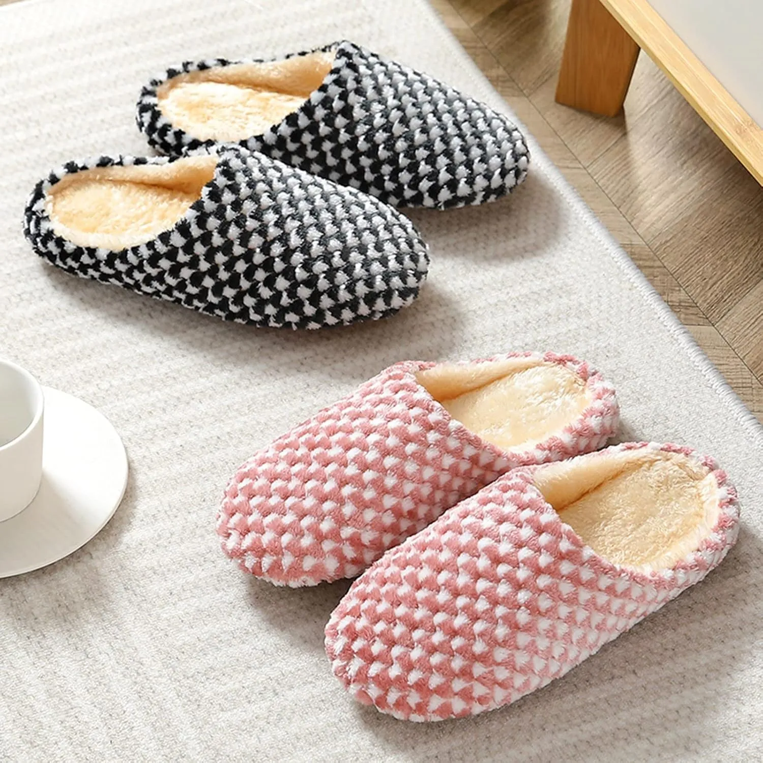 SBGMoSJ Womens Slip On Wide Width Indoor/Outdoor House Slippers Slippers for Men Winter Mens Slippers with Rubber Soles Hotel Slippers for Men Mens Christmas Gifts Gifts for Wife 2023