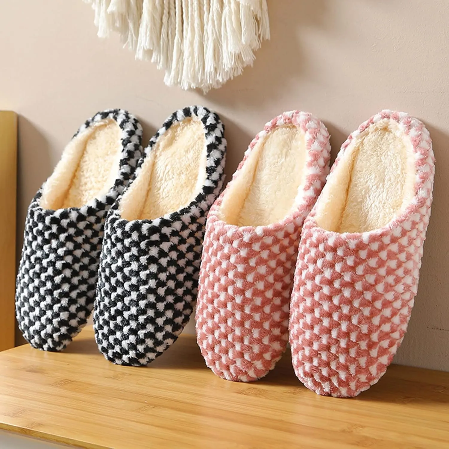 SBGMoSJ Womens Slip On Wide Width Indoor/Outdoor House Slippers Slippers for Men Winter Mens Slippers with Rubber Soles Hotel Slippers for Men Mens Christmas Gifts Gifts for Wife 2023