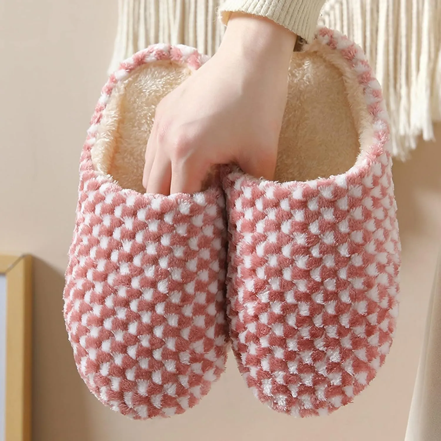 SBGMoSJ Womens Slip On Wide Width Indoor/Outdoor House Slippers Slippers for Men Winter Mens Slippers with Rubber Soles Hotel Slippers for Men Mens Christmas Gifts Gifts for Wife 2023