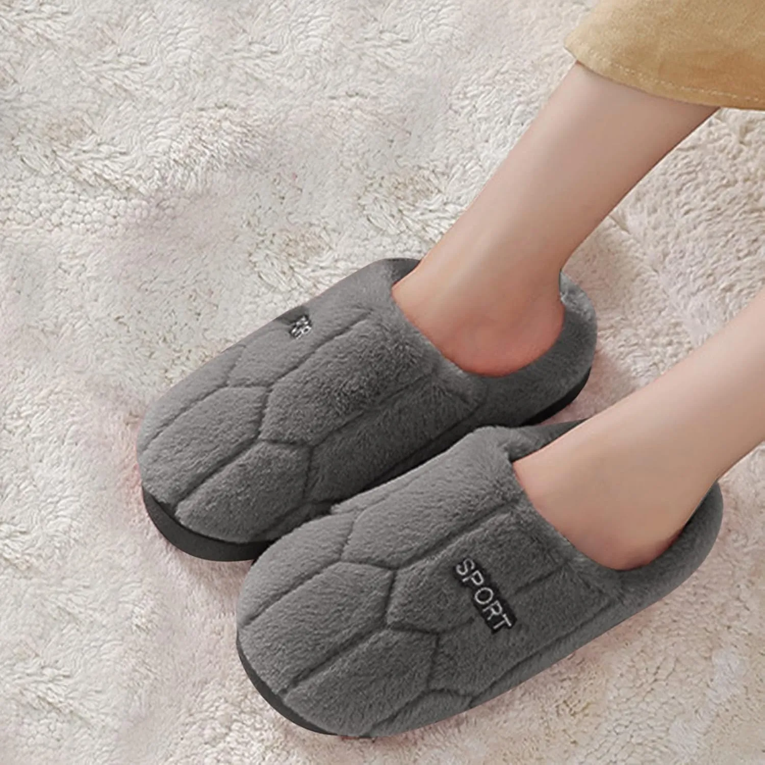 SBGMoSJ Womens Winter Warm Cozy House Fur Slippers Warming Slippers Mens Slippers Size 11.5 Wide Christmas Slippers for Men and Women Christmas Ribbon Gifts for Her 2023