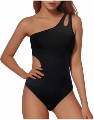 SEAOPEN One Piece Swimsuit for Women One Shoulder Tummy Control Bathing Suits Modest Full Coverage Keyhole Swimwear 2025