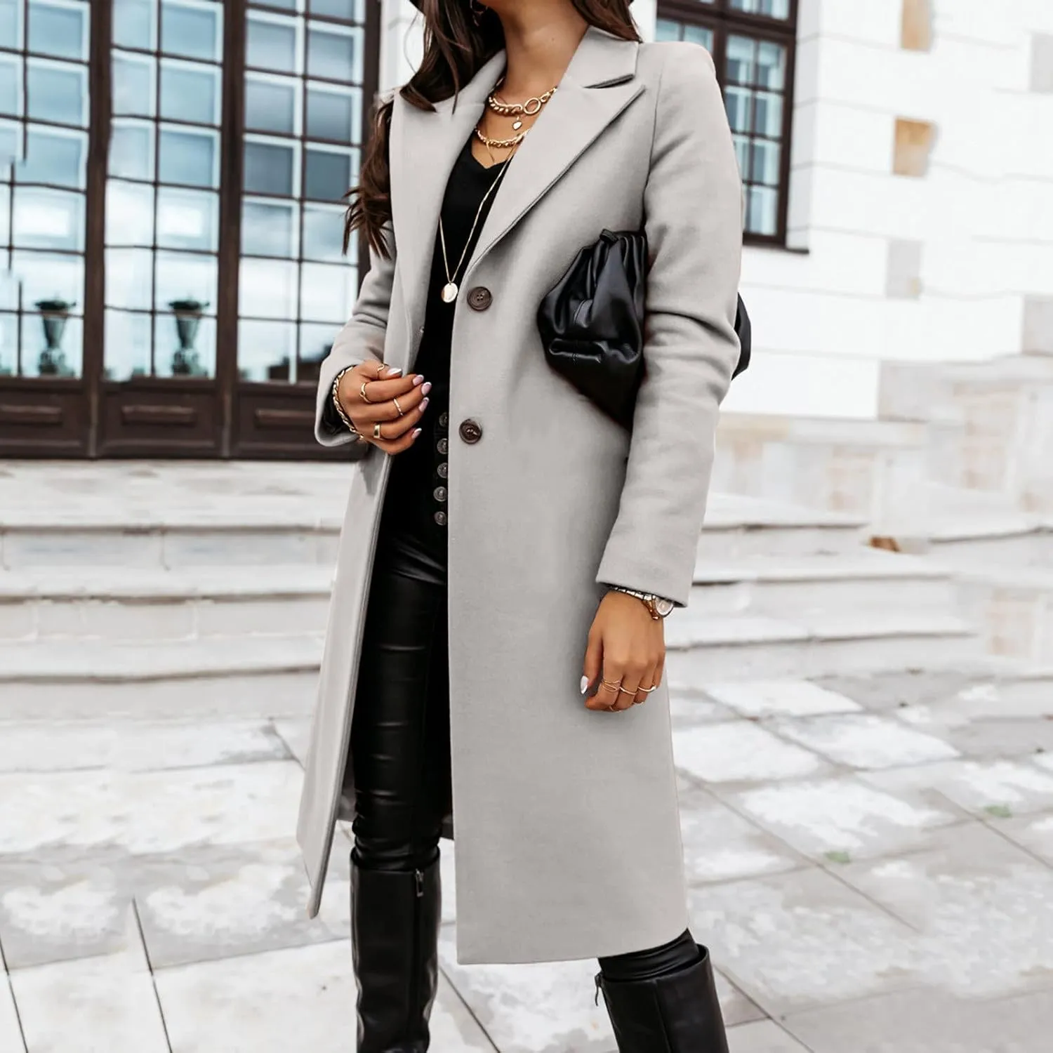 SHAOBGE Jackets Cold Weather Women Women's Faux Wool Thin Jacket Coat Trench Jacket Ladies Warm Solid Long Zipper Jacket