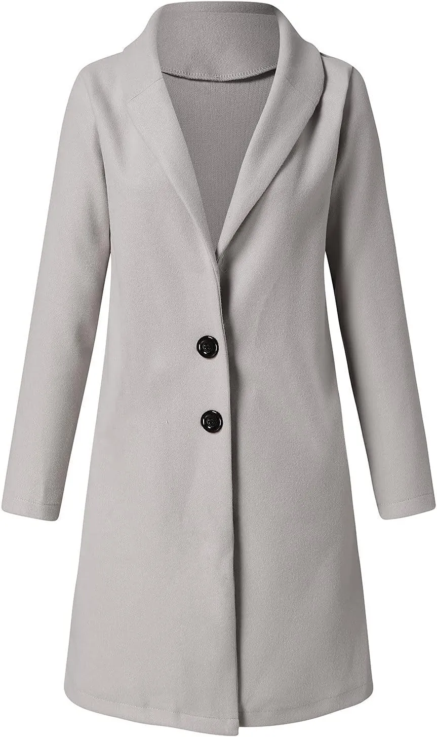 SHAOBGE Jackets Cold Weather Women Women's Faux Wool Thin Jacket Coat Trench Jacket Ladies Warm Solid Long Zipper Jacket