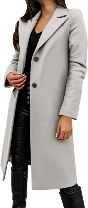 SHAOBGE Jackets Cold Weather Women Women's Faux Wool Thin Jacket Coat Trench Jacket Ladies Warm Solid Long Zipper Jacket