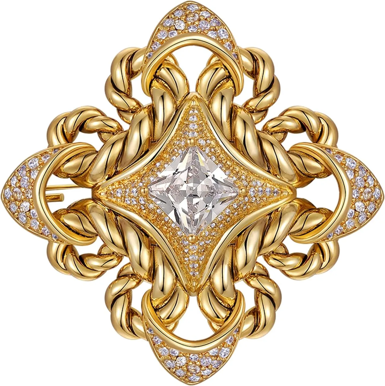 SHE'S FREE STYLE JUST FOR YOU [Versailles Dream] Vintage French Brooch Pins for Women, Romantic knot shape Brooches with shiny cubic zirconia, Metal Plating Process women jewelry pins