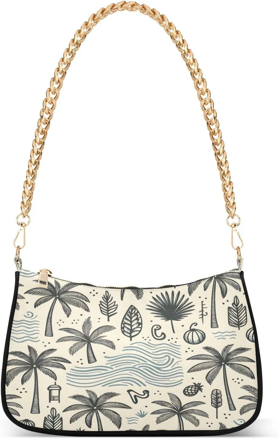 Shoulder Bags for Women Coconut Tree Hobo Tote Handbag Small Clutch Purse with Zipper Closure