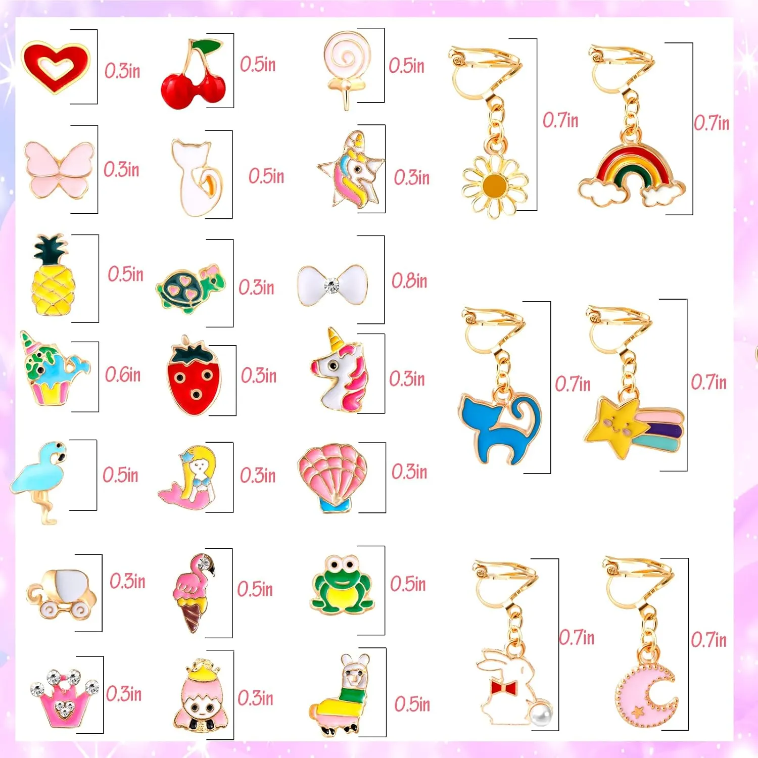 Shyflpopo Kids Clip On Earrings for Girls 20/30/40 Pairs Hypoallergenic Clip on Earrings for Kids Cute Animal Clip on Earrings for Little Girls Toddlers Jewelry Set Party Favor Gift
