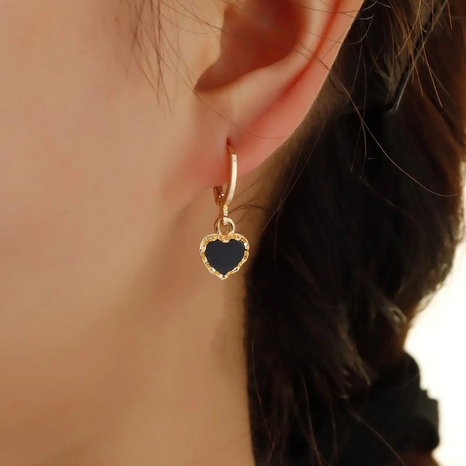 Silver & Gold Heart Dangle Earrings - Pink & Sparkle Rhinestone Bling Heart Jewelry