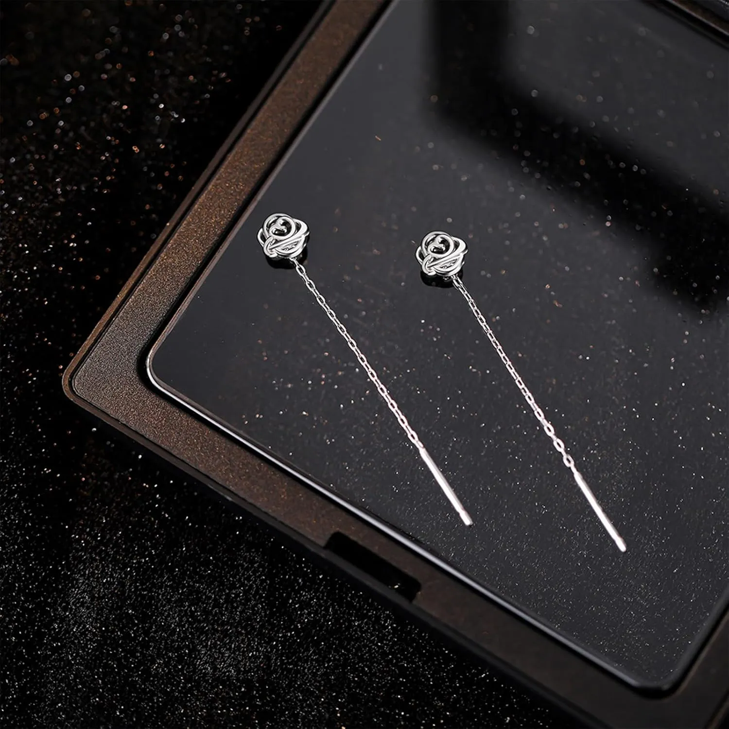 Silver Chain Earrings for Women Silver Threader Earrings Dainty Dangle Earrings for Women Hypoallergenic Thread Earrings for Women Korean Earrings