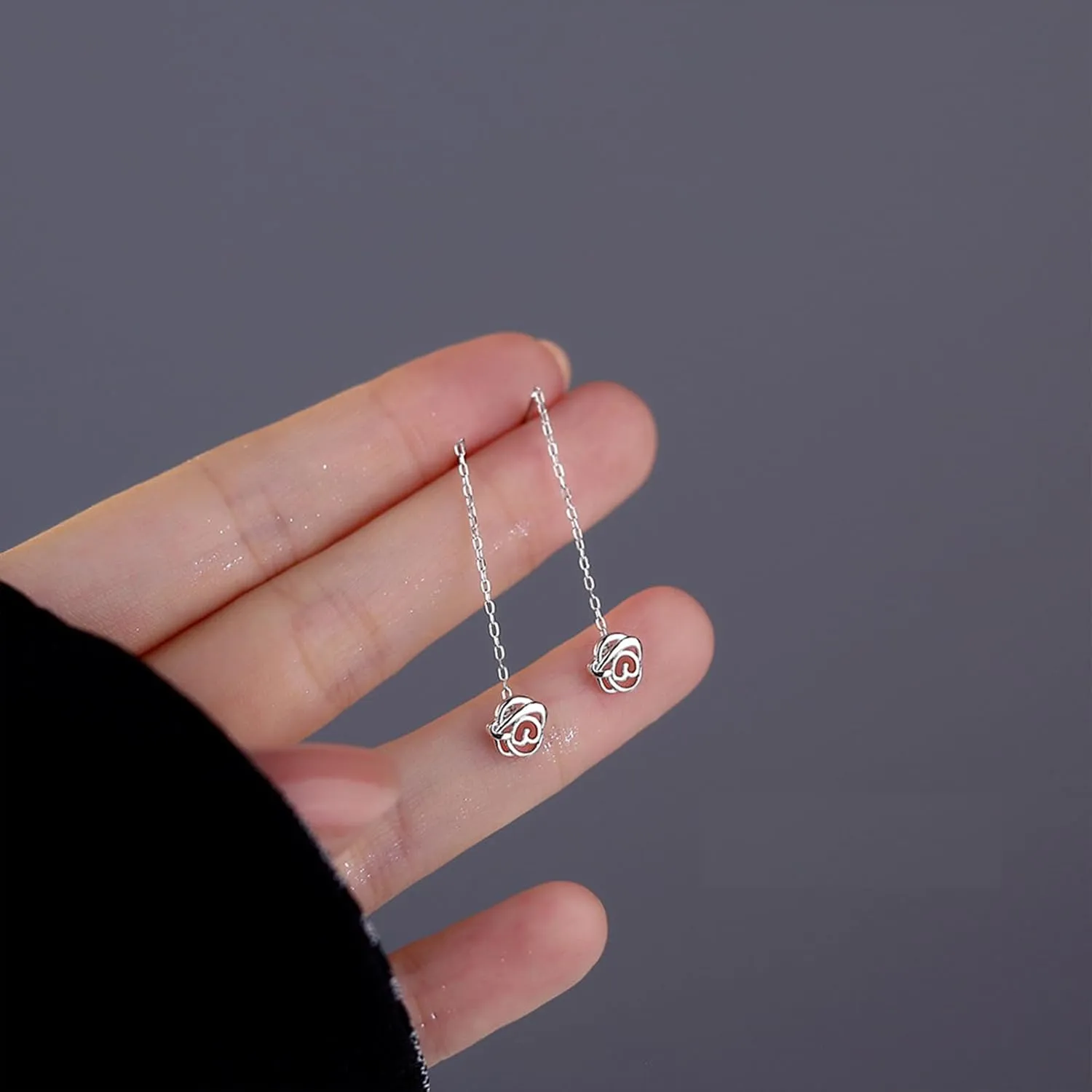 Silver Chain Earrings for Women Silver Threader Earrings Dainty Dangle Earrings for Women Hypoallergenic Thread Earrings for Women Korean Earrings