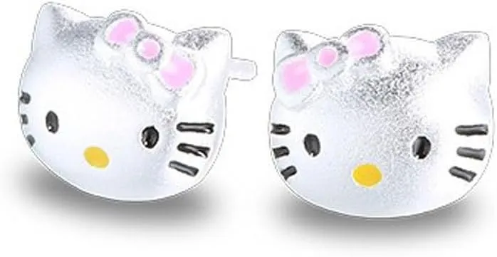 silver earrings for women, 925 Sterling Silver cute cat Earrings, zirconia cute cat stud earrings For Women Girls kids, birthday Gift