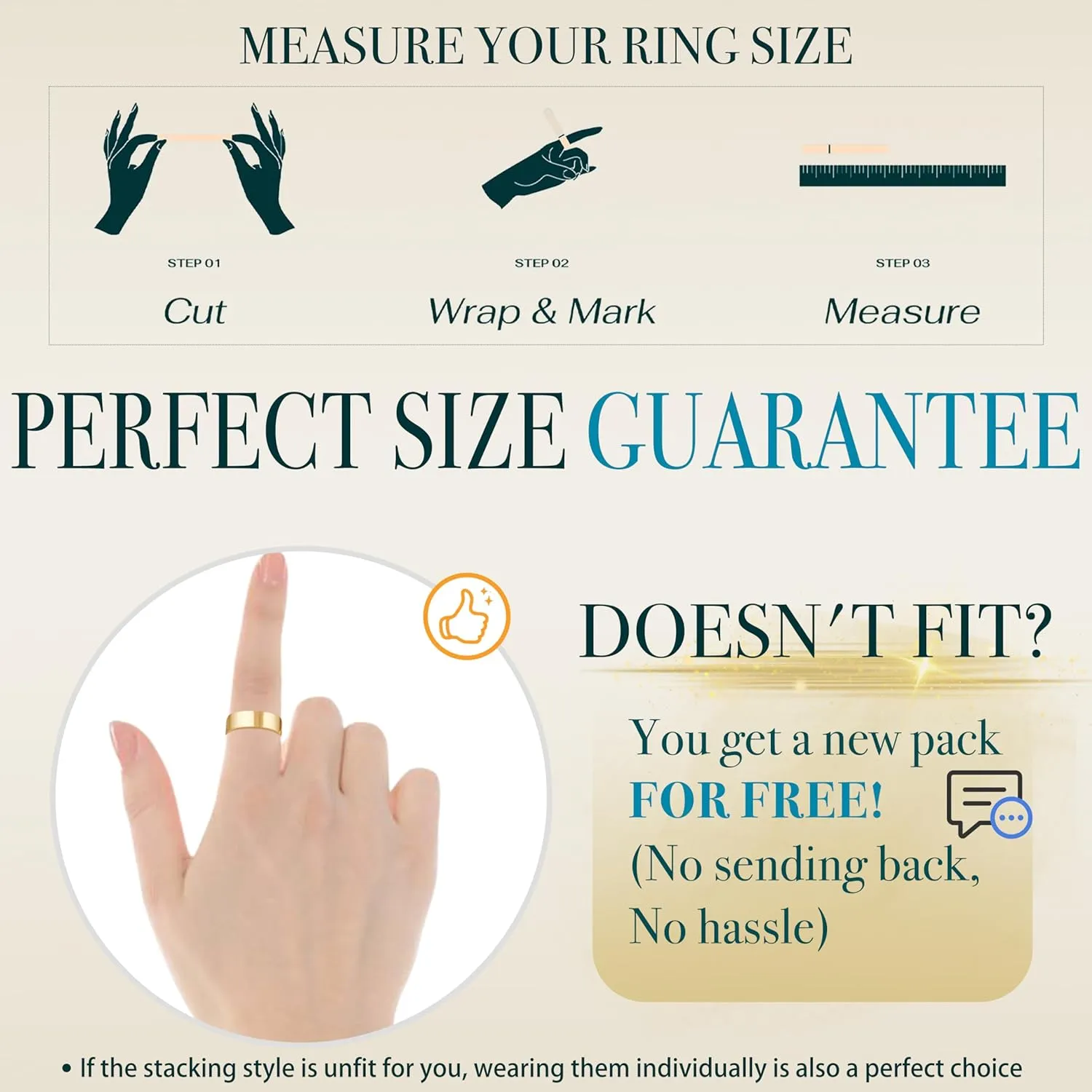 Silver Rings for Women Non Tarnish, Gold Wedding Bands for Men, Stainless Steel Chunky Knuckle Pinky Ring Set for Jewelry Gift Size 5-13
