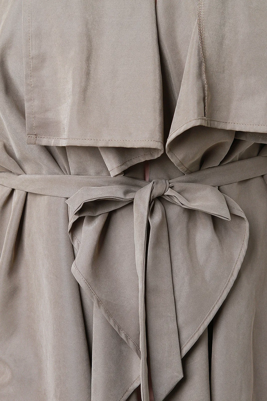 Sleeveless Draped Collar Belted Maxi Vest