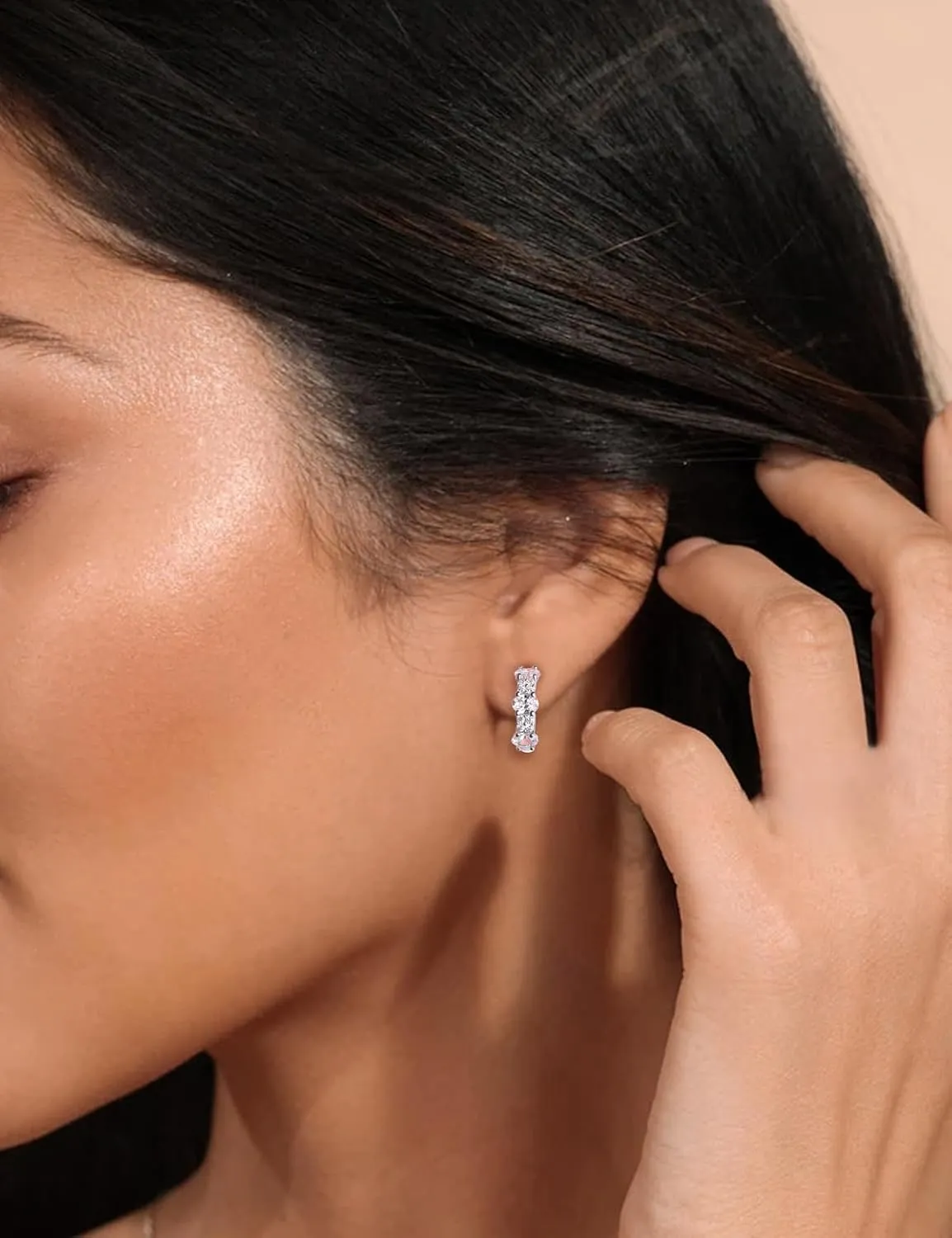 Small Hoop Earrings for Women Hypoallergenic 925 Sterling Silver 13.5mm Thick Huggie Earrings Hoops Created Gemstone Diamond Birthstone Wedding Earrings