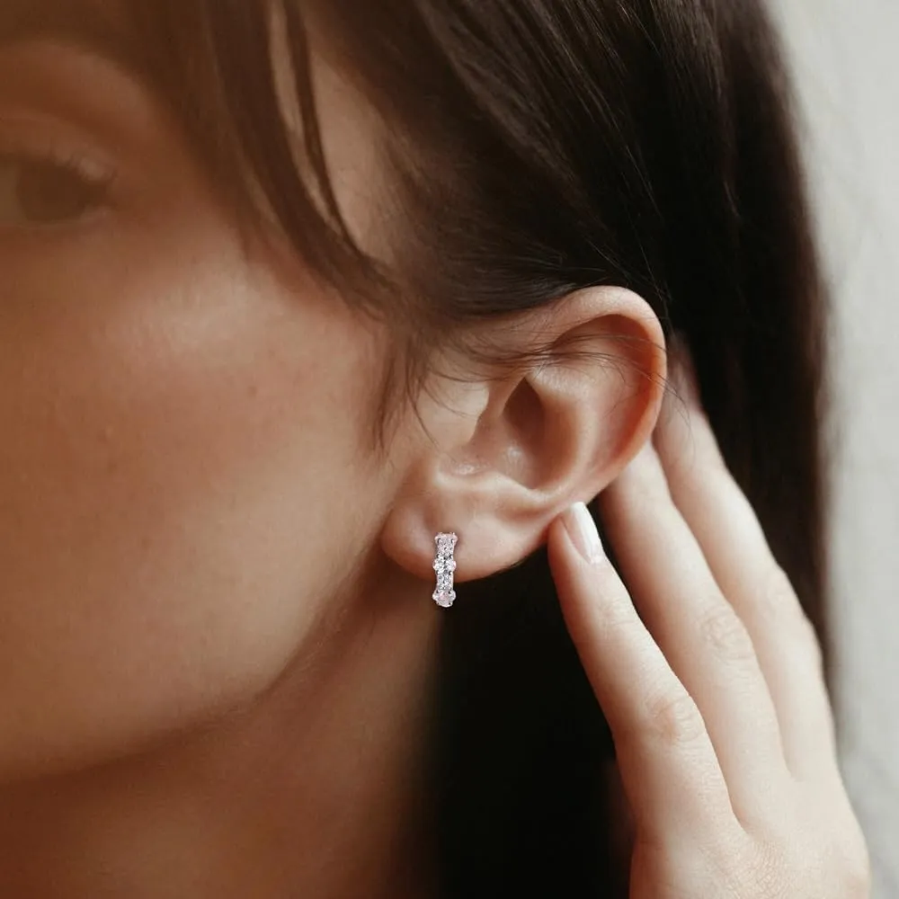 Small Hoop Earrings for Women Hypoallergenic 925 Sterling Silver 13.5mm Thick Huggie Earrings Hoops Created Gemstone Diamond Birthstone Wedding Earrings