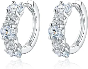 Small Hoop Earrings for Women Hypoallergenic 925 Sterling Silver 13.5mm Thick Huggie Earrings Hoops Created Gemstone Diamond Birthstone Wedding Earrings