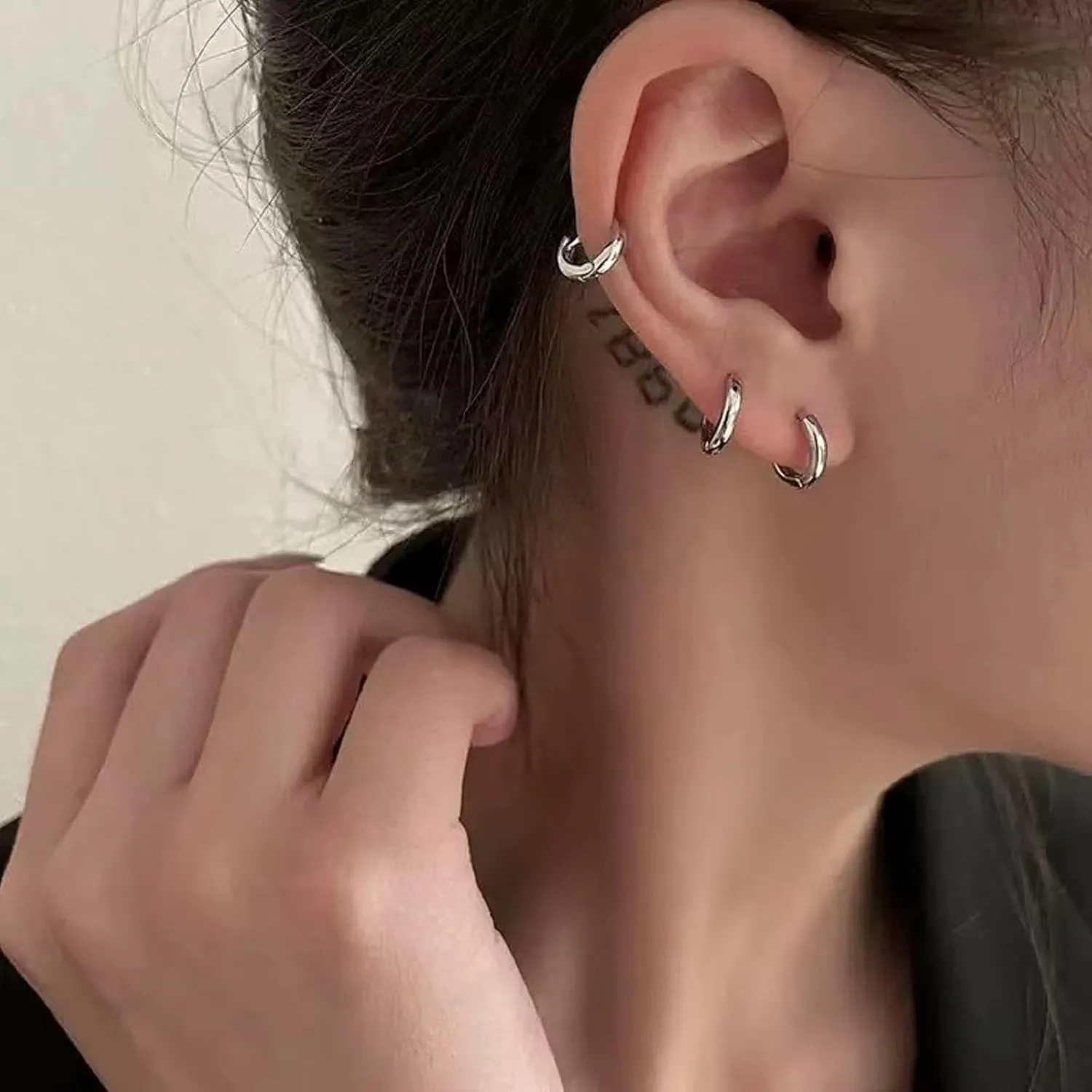 Small Silver Hoop Earrings, Sterling Silver Hoop Earrings For Women Hypoallergenic Earrings Tiny Huggie Hoop Silver Earrings Set For Men 3 Pairs
