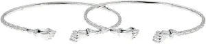 Solid .925 Sterling Silver Small Fist Bangles, 1 pair