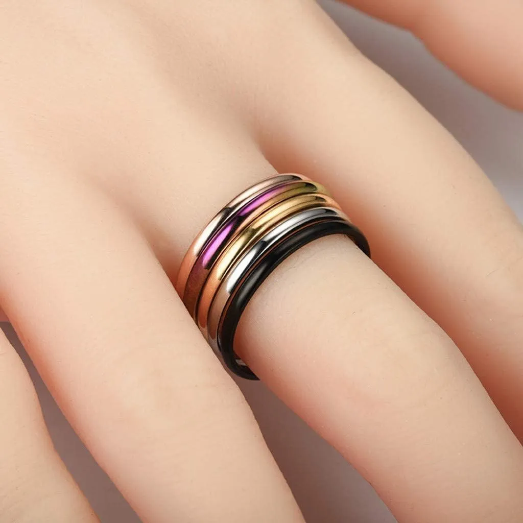 Solid Gold Wedding Band Ring for Women in Rose Gold, Silver, Yellow Gold Women Plain Dome Polished 1mm Thin