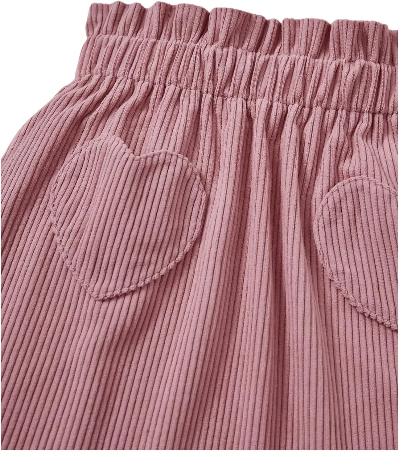 SOLY HUX Toddler Girl's Cute Corduroy Skirts Ruffle Trim Elastic Waist Straight Short Skirt with Pocket