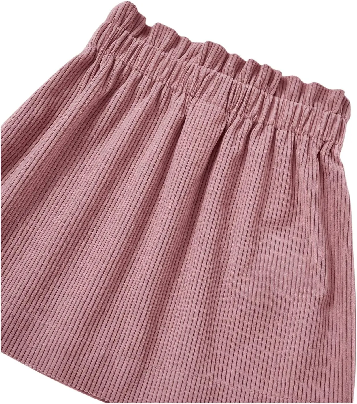 SOLY HUX Toddler Girl's Cute Corduroy Skirts Ruffle Trim Elastic Waist Straight Short Skirt with Pocket