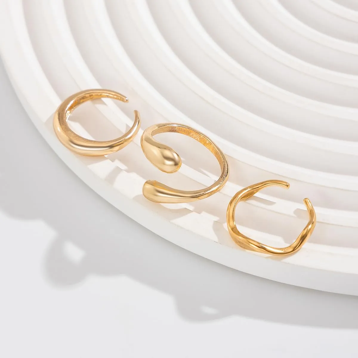Sora Tuki Chunky Gold Rings Set for Women Trendy Ring Chunky Silver Rings for Women Big Chunky Rings Thick Rings Gold Statement Rings for Women Fashion Rings Chunky Gold Jewelry Dome Silver Rings Set
