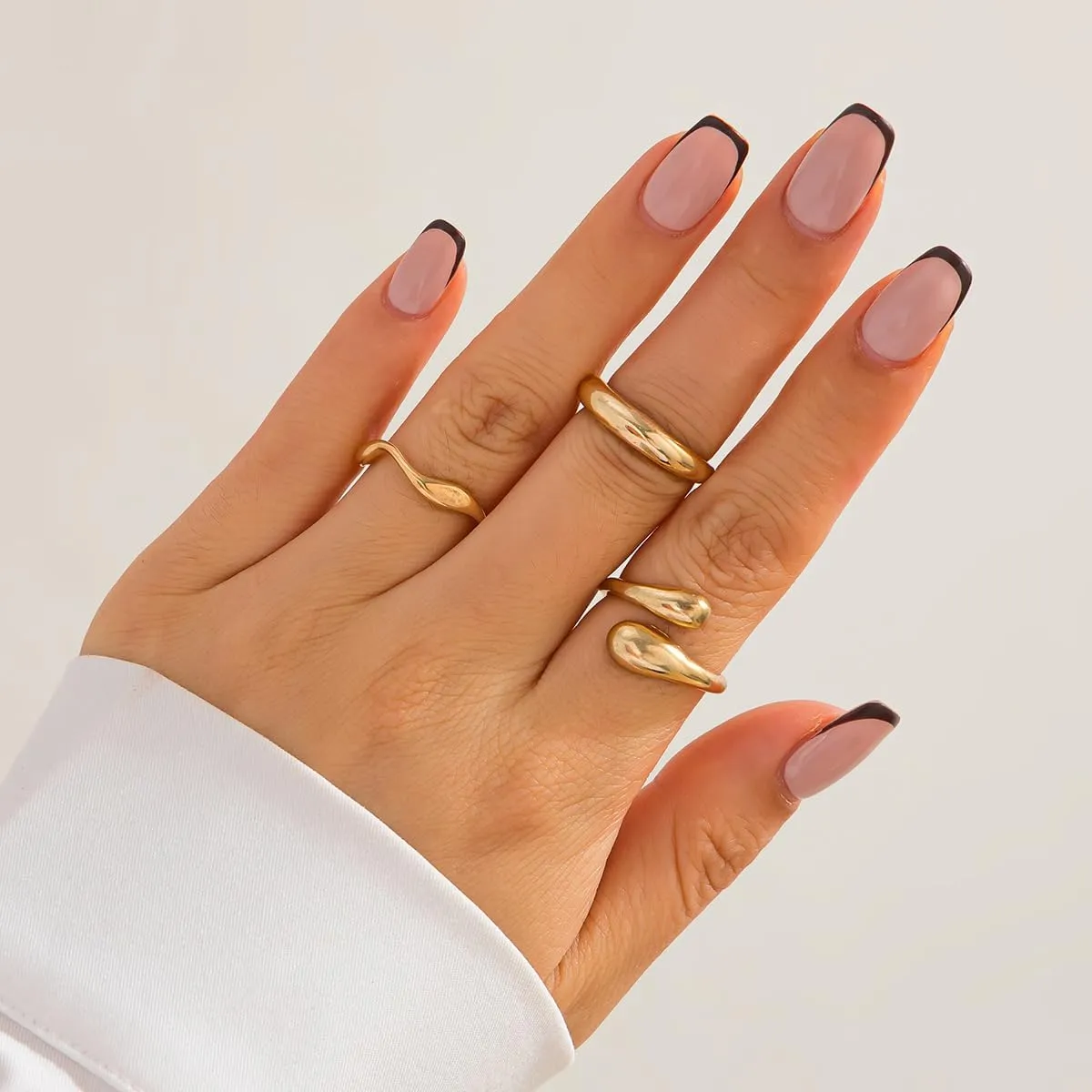 Sora Tuki Chunky Gold Rings Set for Women Trendy Ring Chunky Silver Rings for Women Big Chunky Rings Thick Rings Gold Statement Rings for Women Fashion Rings Chunky Gold Jewelry Dome Silver Rings Set