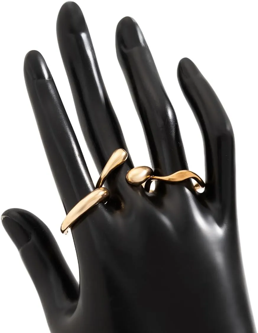 Sora Tuki Chunky Gold Rings Set for Women Trendy Ring Chunky Silver Rings for Women Big Chunky Rings Thick Rings Gold Statement Rings for Women Fashion Rings Chunky Gold Jewelry Dome Silver Rings Set