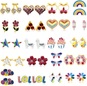 Sparkle N'Glitz 20 PACK STUD EARRING SET | Hypoallergenic Earrings For Girls | Girls Earring Set