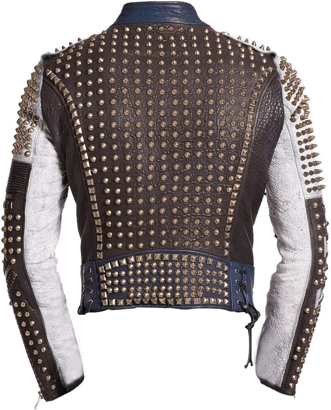 SpazeUp Mens Studded Leather Jacket - Motorcycle Leather Jacket With Spikes - Studded Spiked Leather Jackets Men