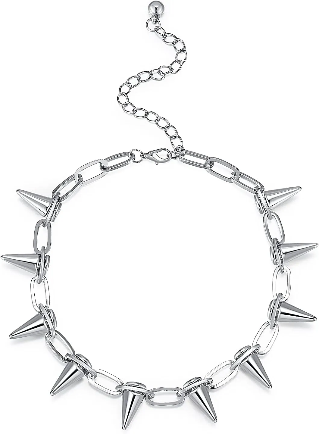 Spike Necklace Spike Choker Rivet Goth Necklaces Chokers with Spikes and Chain Streetwear Vintage Punk Necklace for Women Men