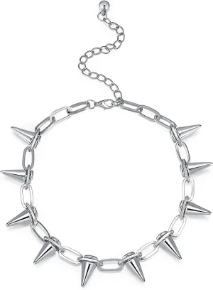 Spike Necklace Spike Choker Rivet Goth Necklaces Chokers with Spikes and Chain Streetwear Vintage Punk Necklace for Women Men