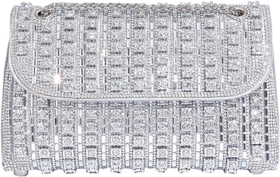 SRhinestone Women Chain Bag Casual Crossbody Bag Shoulder Party Clutch Bag For Wedding Party Prom