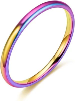 Stacking Fashion Thin Midi Rings Comfort Fit Stainless Steel Women's Stackable Plain Engagement Wedding Ring Band