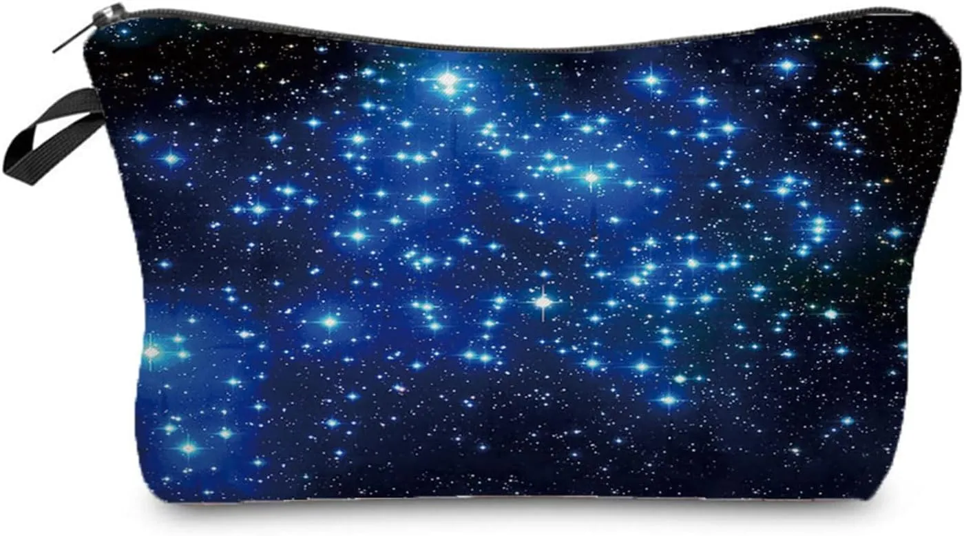 Starry Sky Cosmetic Bag for Women Cute Makeup Bag for Purse Travel Toiletry Zipper Pouch for Girls Gift for Sisters Star Makeup Bag for Her