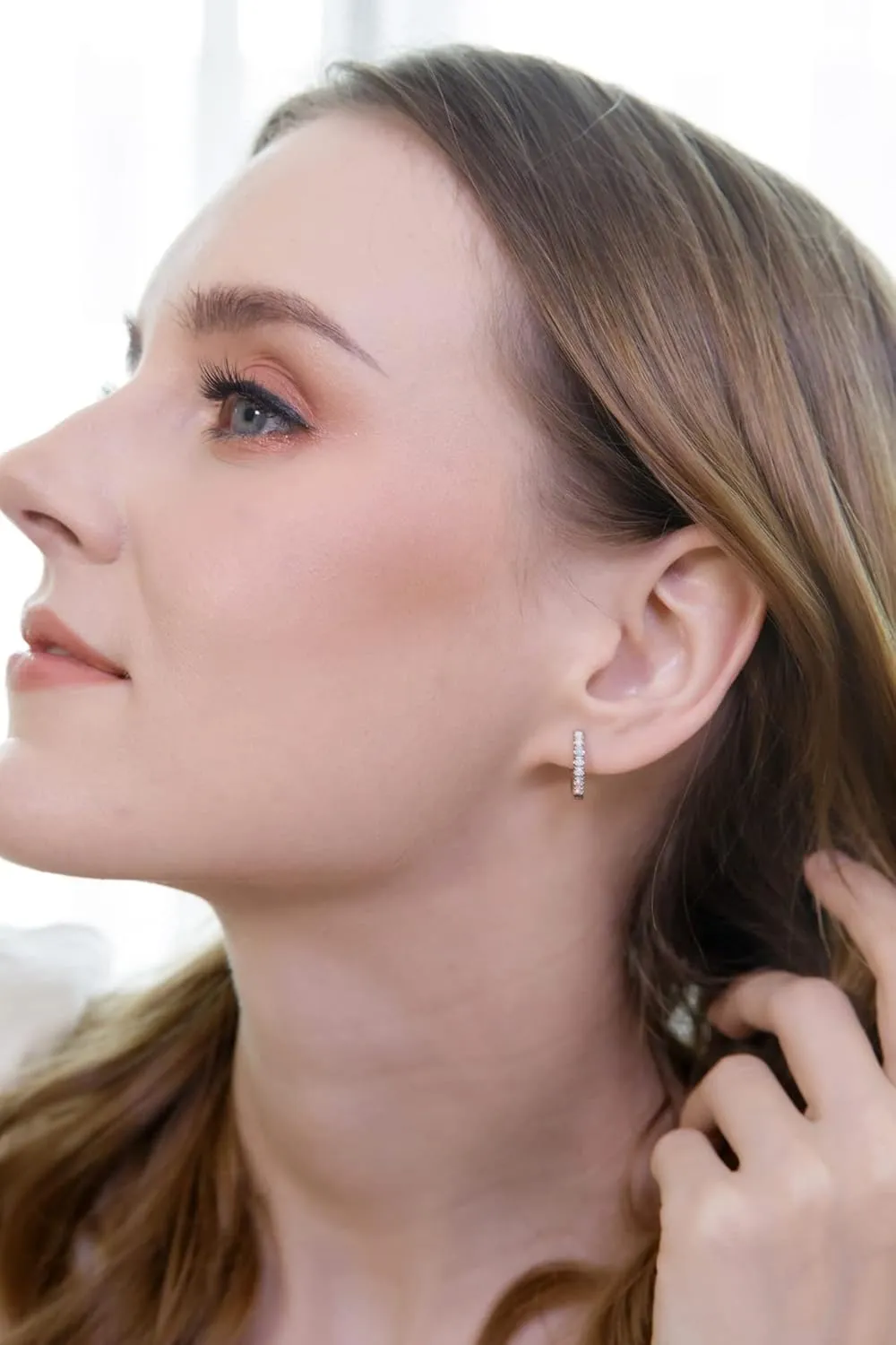 Sterling Silver Tiny Small 15mm Prong-set Genuine or Synthetic Gemstone Oval Huggie Hoop Earrings