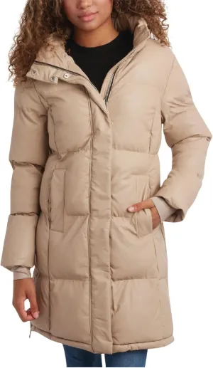 Steve Madden Women's Long Puffer Jacket - Quilted Faux Leather Weather-Resistant Insulated Winter Coat for Women (Sizes:S-XL)