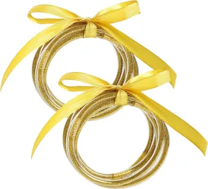 SUMERSHA 10Pcs Glitter Jelly Bangles Bracelets for Women Soft Silicone Glitter Filled Bracelets Sparkling Fashion Bangles for Women Girls Ladies