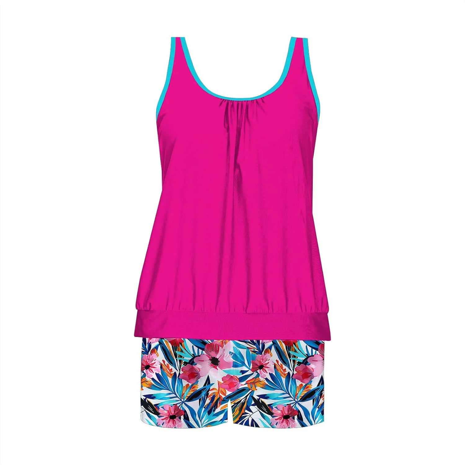 Tankini Swimsuits for Women Two Piece Bathing Suits Summer Bikini Swim Tank Top with Graphic Boyshorts Swimwear Sets