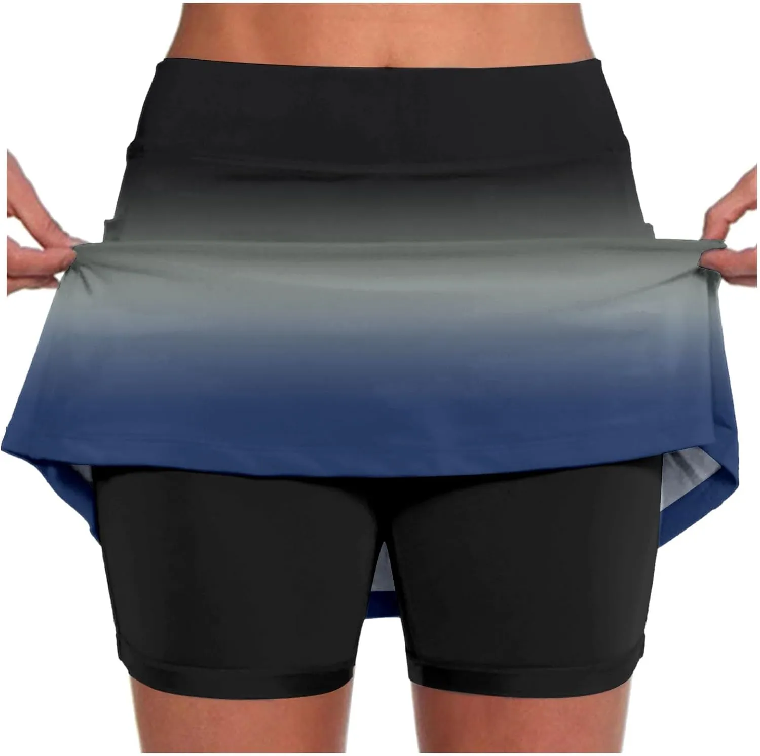 Tennis Skorts for Women with Pockets Casual Gradient Tummy Control Athletic Skirts with Shorts Summer Yoga Clothes