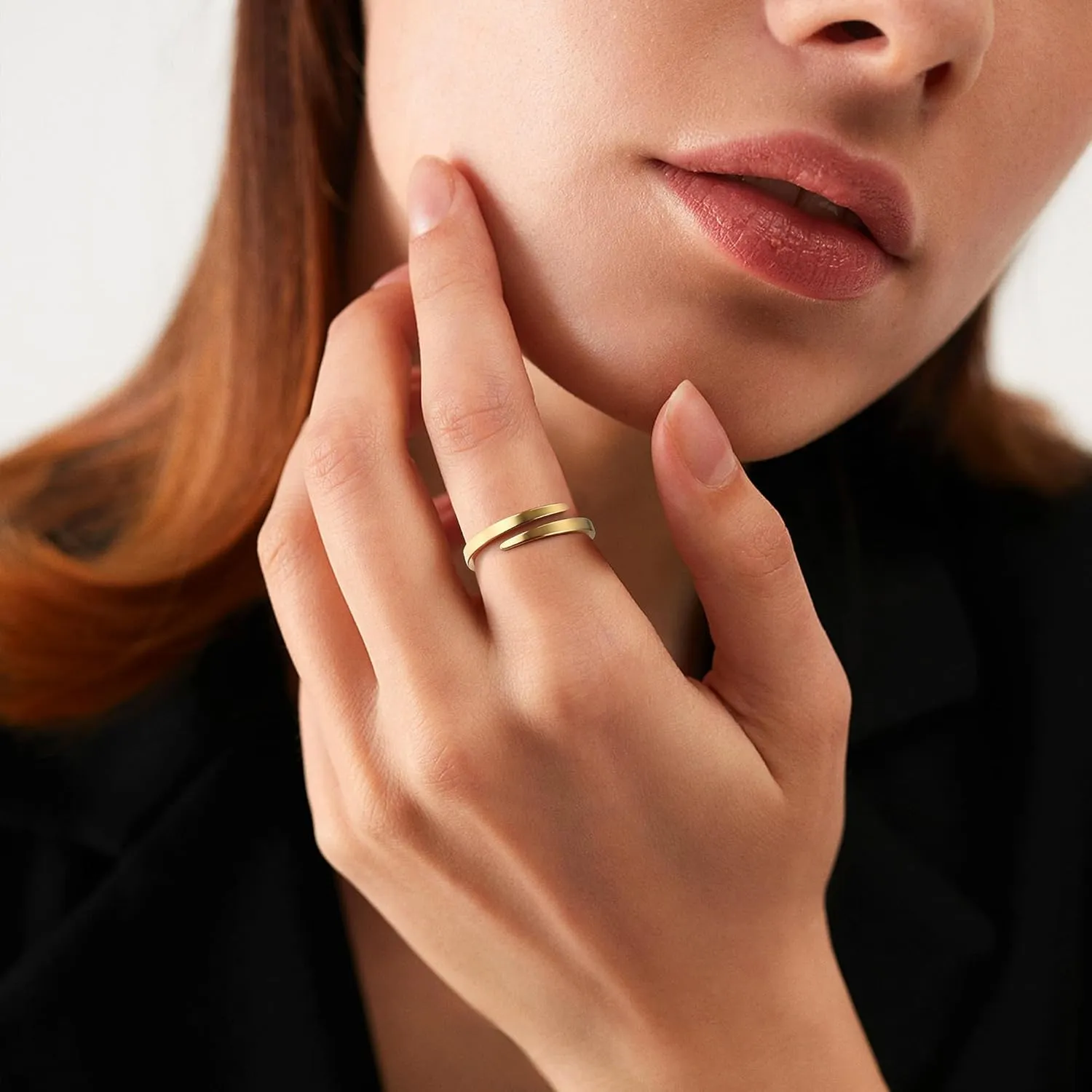 THUNARAZ 14K Gold Filled Rings for Women - Non Tarnish Gold Wedding Bands | Waterproof Stackable Thumb Rings | Open Twist Adjustable Rings Size 5 to 10
