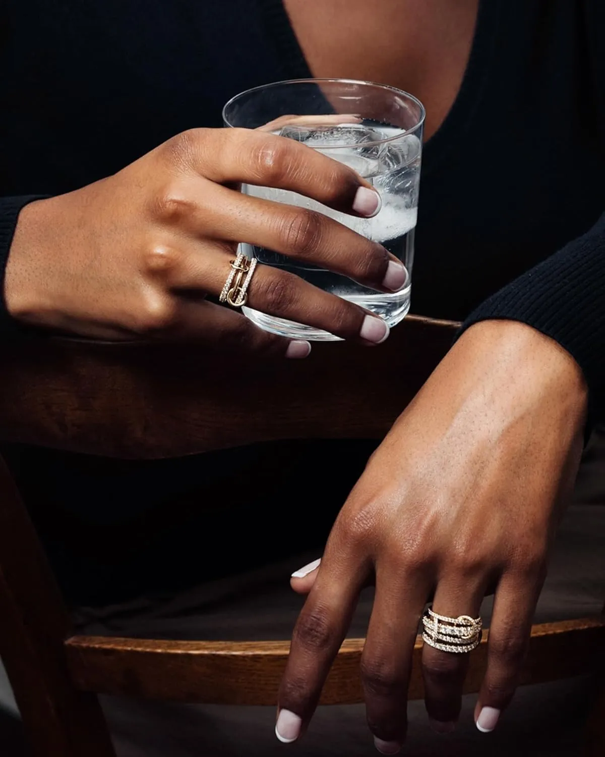 TLY Stackable Rings for Women Non Tarnish 18K Gold Plated Interlocking Ring Stack Set Gold Silver Mixed Metal Statement Rings Dainty Cubic Zirconia CZ Fashion Connected Band Thumb Ring Size 4-11 Jewelry Gift for Women