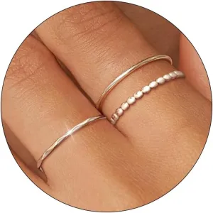 TLY Stackable Rings for Women Non Tarnish 18K Gold Silver Plated Dainty Stacking Rings Set Thumb Thin Cute Knuckle Pinky Finger Ring Promise Engagement Wedding Band Rings Size 5 6 7 8 9 10 Trendy Jewelry Gift for Women