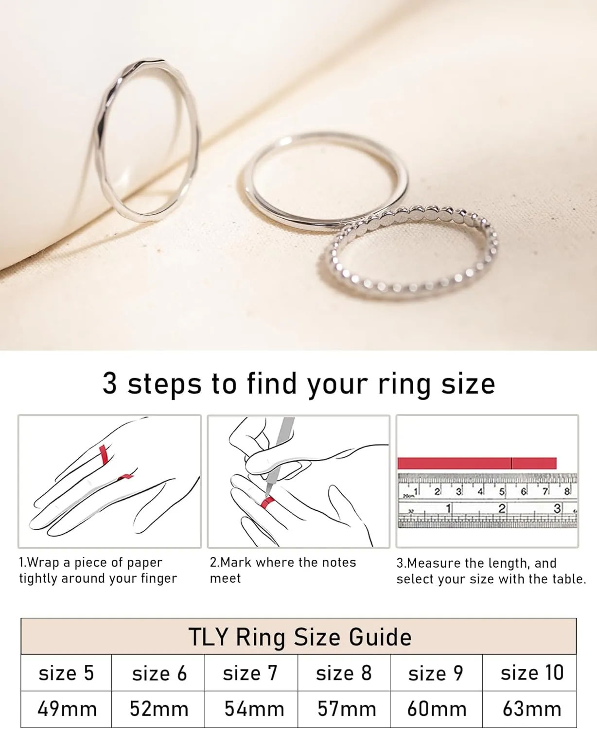 TLY Stackable Rings for Women Non Tarnish 18K Gold Silver Plated Dainty Stacking Rings Set Thumb Thin Cute Knuckle Pinky Finger Ring Promise Engagement Wedding Band Rings Size 5 6 7 8 9 10 Trendy Jewelry Gift for Women