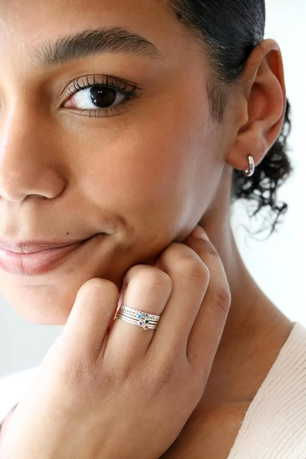 TLY Stackable Rings for Women Non Tarnish 18K Gold Silver Plated Dainty Stacking Rings Set Thumb Thin Cute Knuckle Pinky Finger Ring Promise Engagement Wedding Band Rings Size 5 6 7 8 9 10 Trendy Jewelry Gift for Women