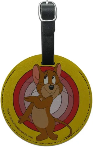 Tom and Jerry Jerry Character Round Leather Luggage Card Carry-On ID Tag